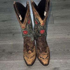 Laredo Brown & Teal Floral Western Boots